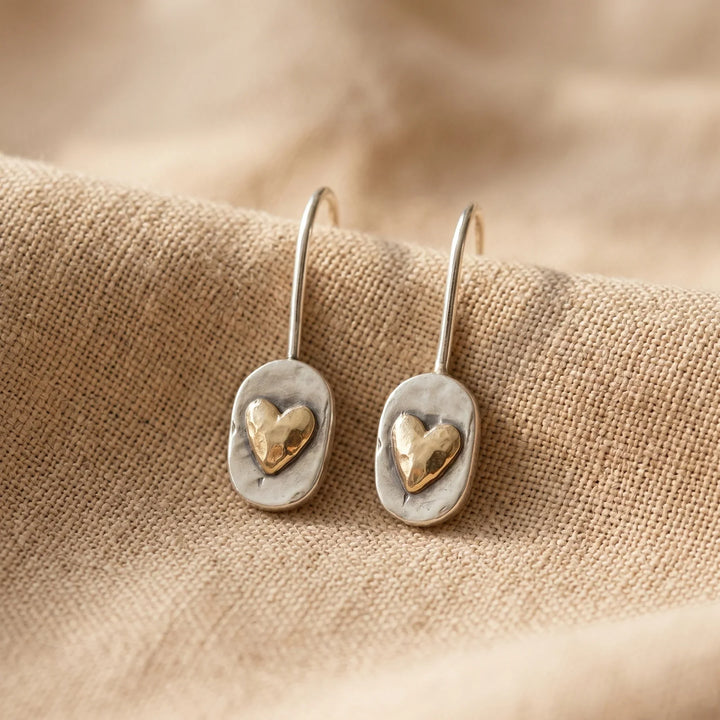 Antique Silver and Gold Heart-Shaped Earrings