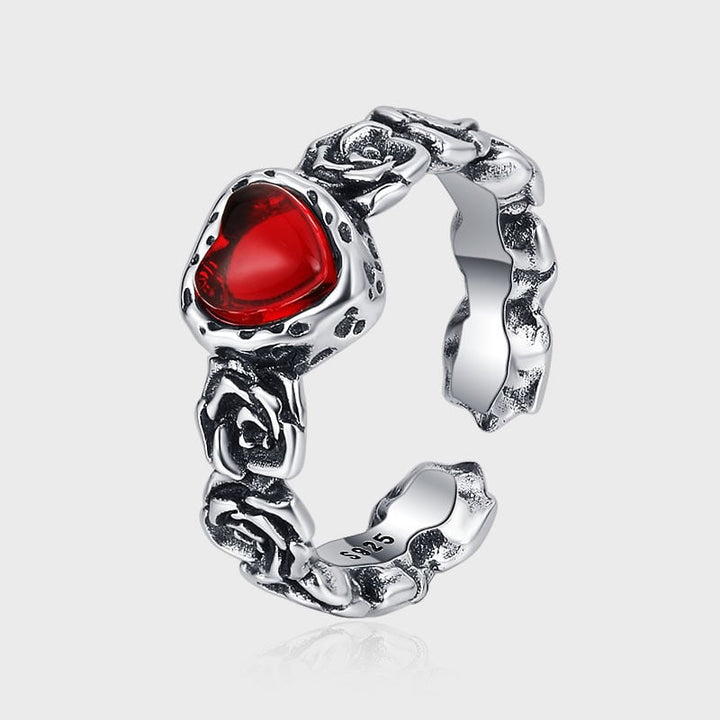 Antique Silver Rose Heart Band