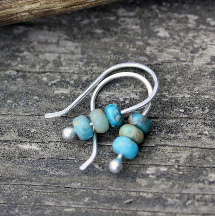 Aqua Gemstone Dangle Earrings