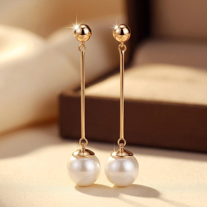 Golden Pearl Drop Earrings