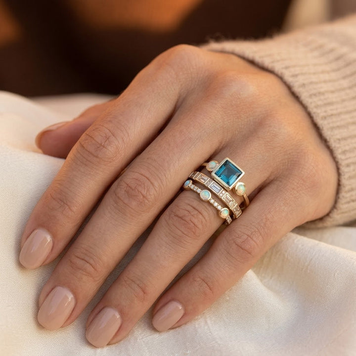 Geometric Stacked Gold Ring Collection
