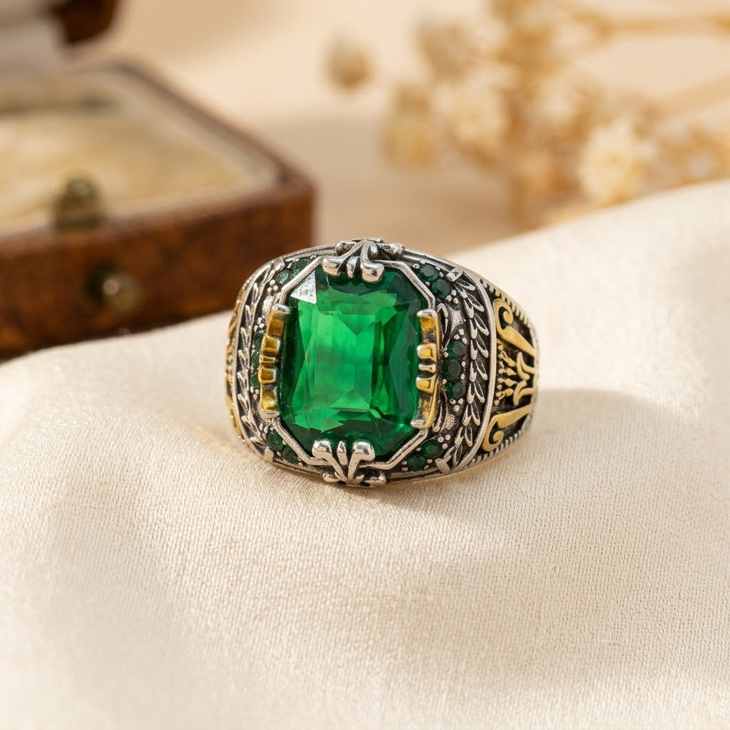 Antique Silver Emerald Ring