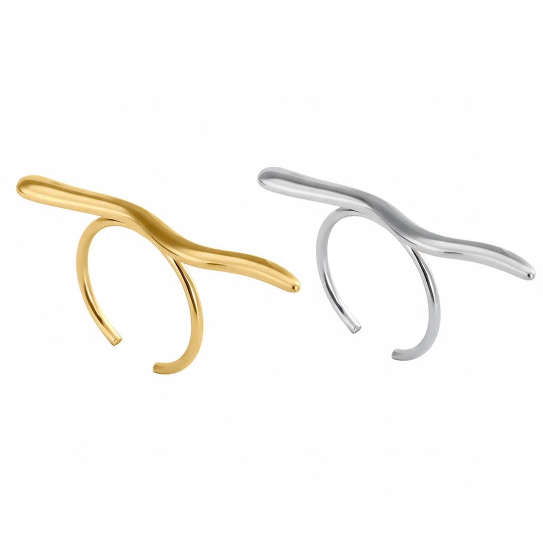 Sleek Golden Branch Ring