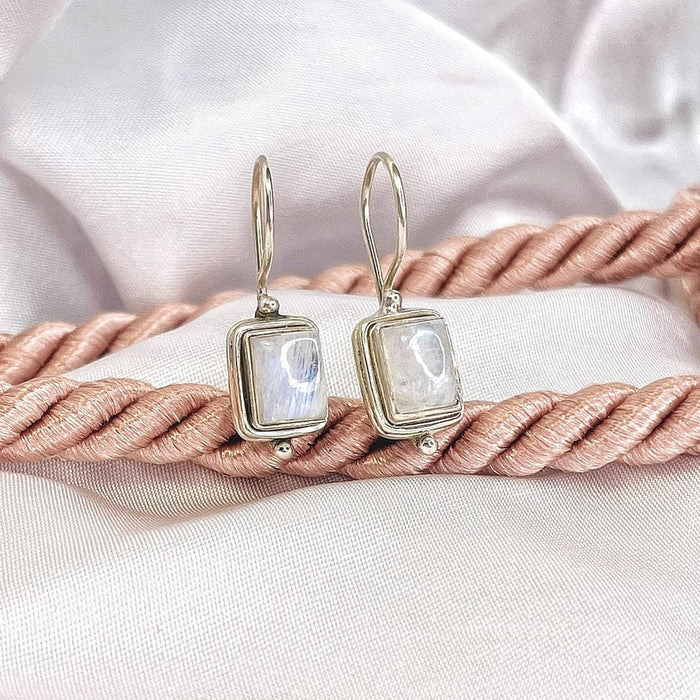 Radiant Square Moonstone Earrings
