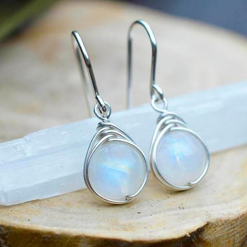 Lunar Gemstone Circular Dangle Earrings