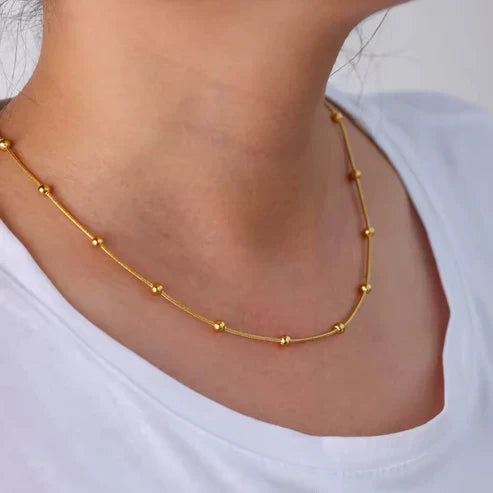 Delicate Gold Beaded Necklace