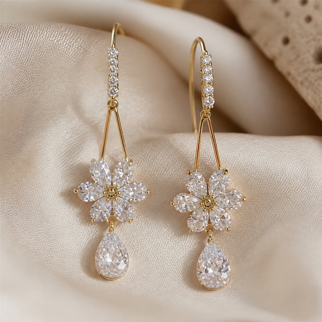 Elegant Floral Teardrop Earrings