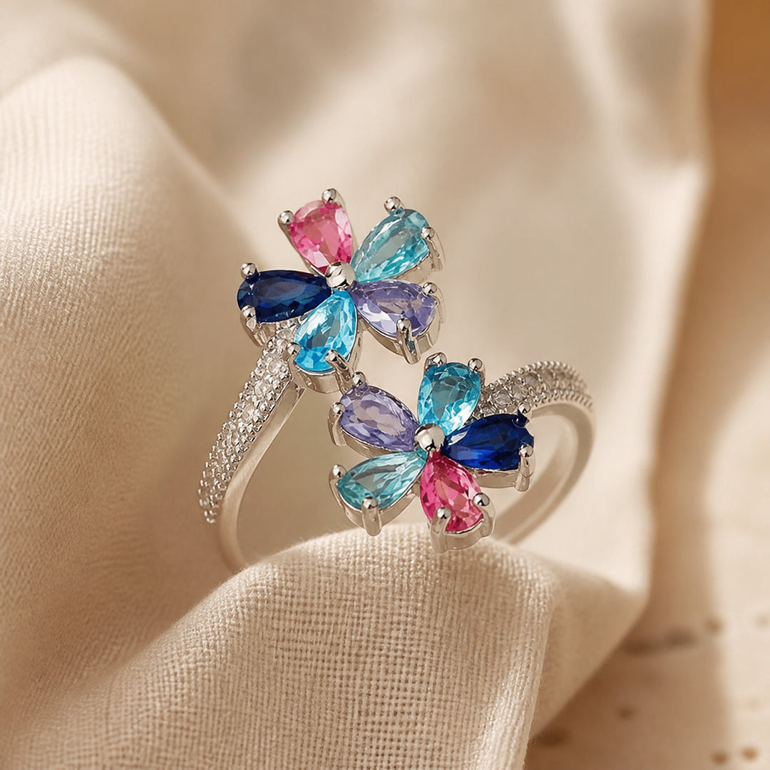 Floral-Hued Zirconia Ring