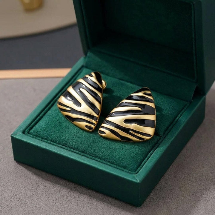 Zebra Print Triangular Stud Earrings