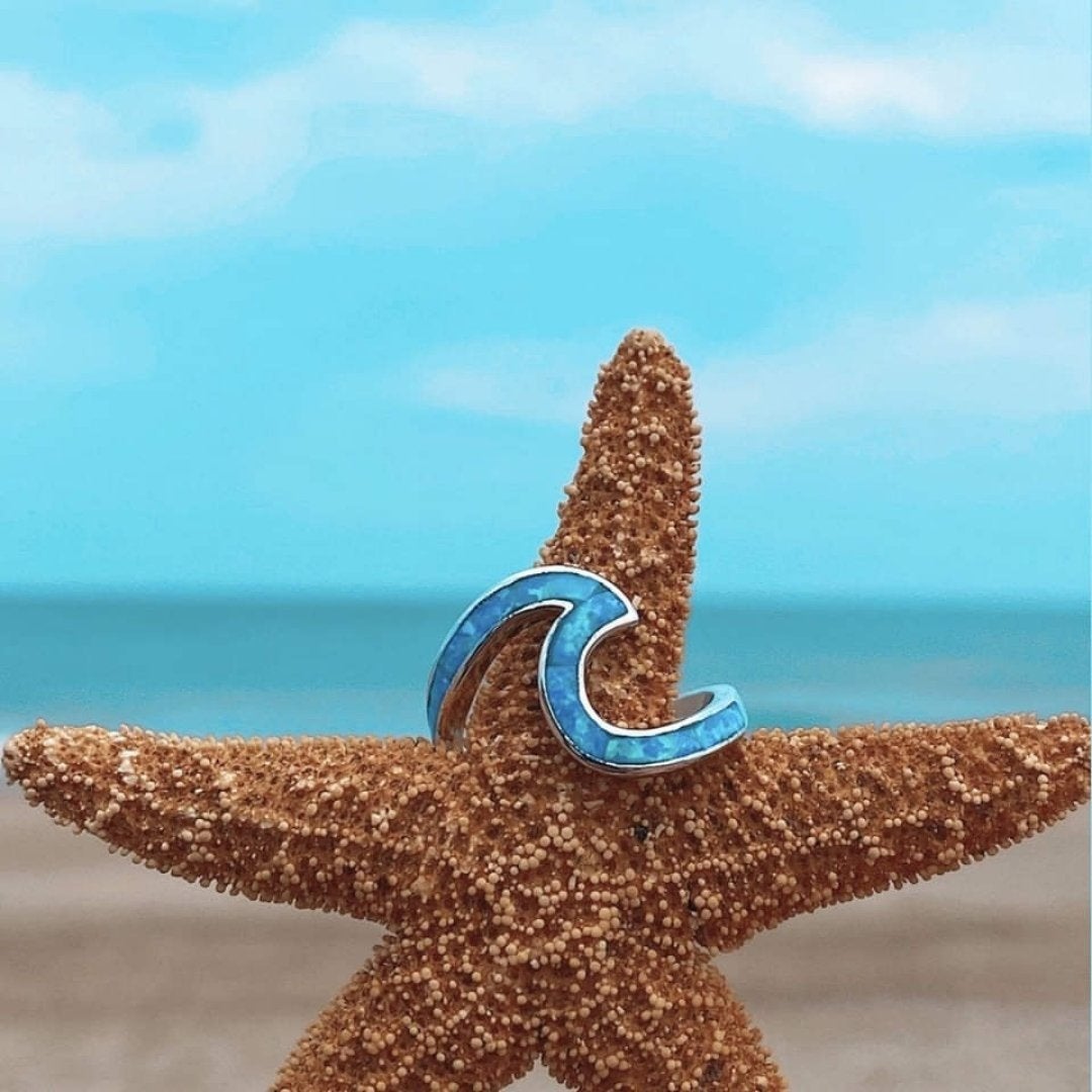 Ocean Wave Ring in Opal and Sterling Silver
