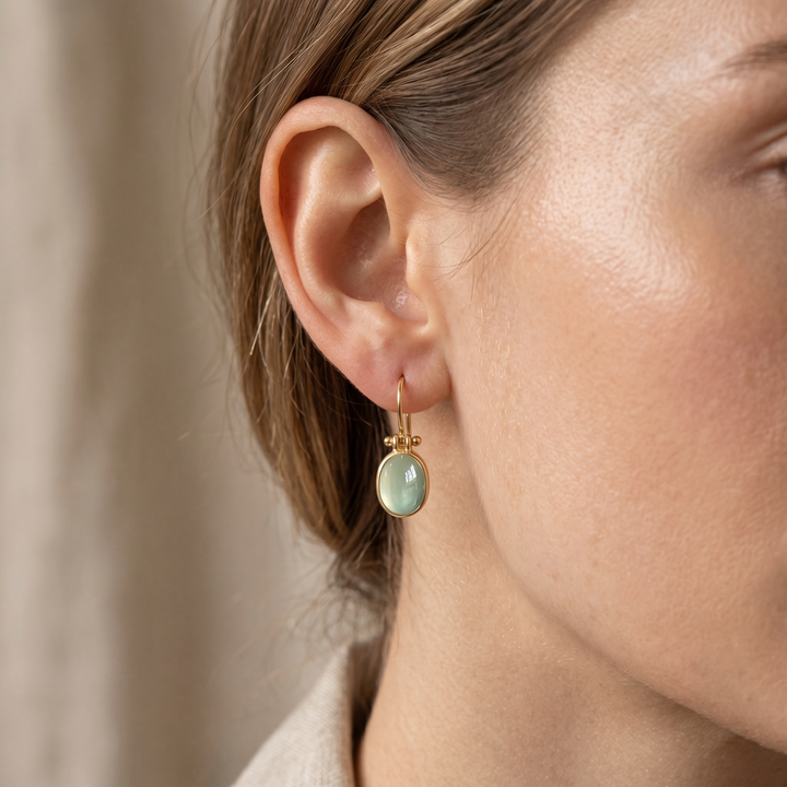Retro Green Moonstone Earrings