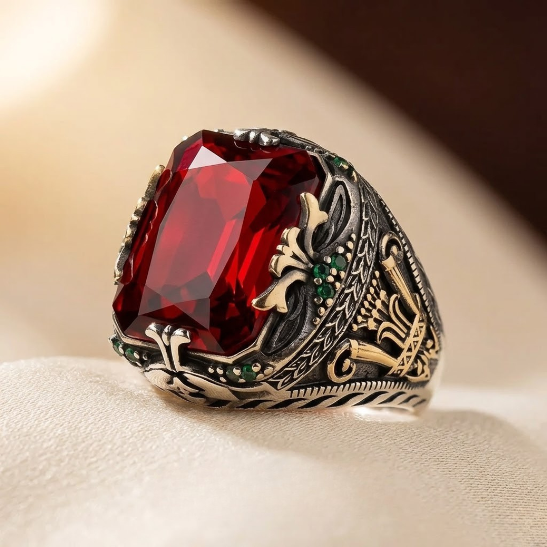 Sophisticated Ruby Silver Signet Ring