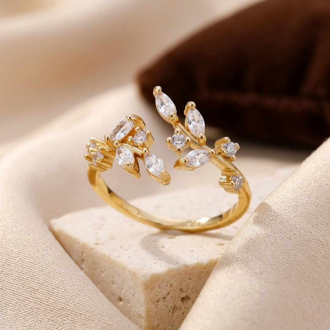 Adjustable Gold Leaf Ring