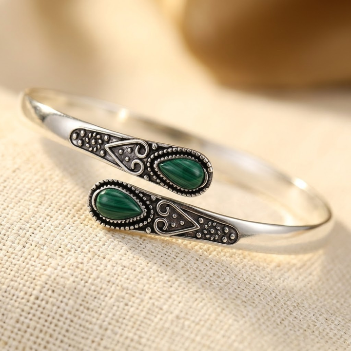 Vintage Silver Emerald Bangle