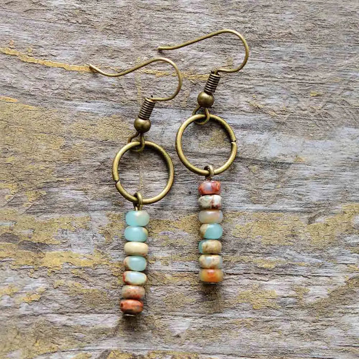 Genuine Jasper Gemstone Earrings