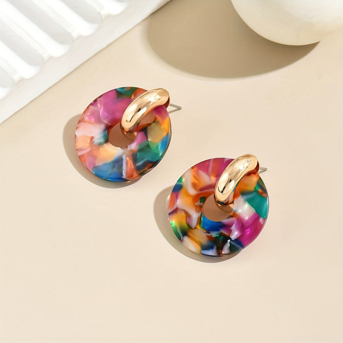 Aesthetic Multi Color Splicing Earrings