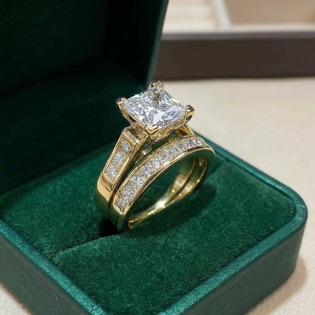 Elegant Zirconia Commitment Ring Set