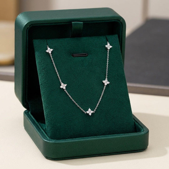 Stunning Zirconia Necklace with Floral Inlay
