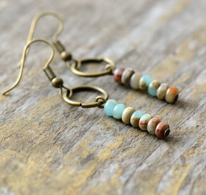Genuine Jasper Gemstone Earrings