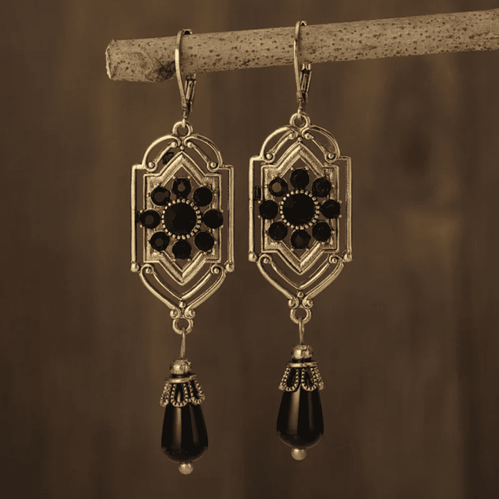 Elegant Black Crystal Dangle Earrings