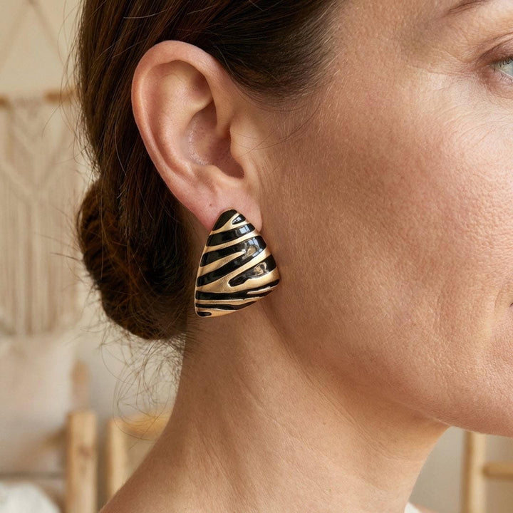 Zebra Print Triangular Stud Earrings