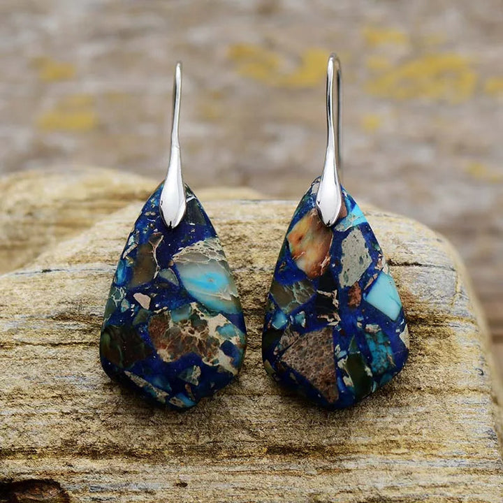 Geometric Jasper Drop Earrings