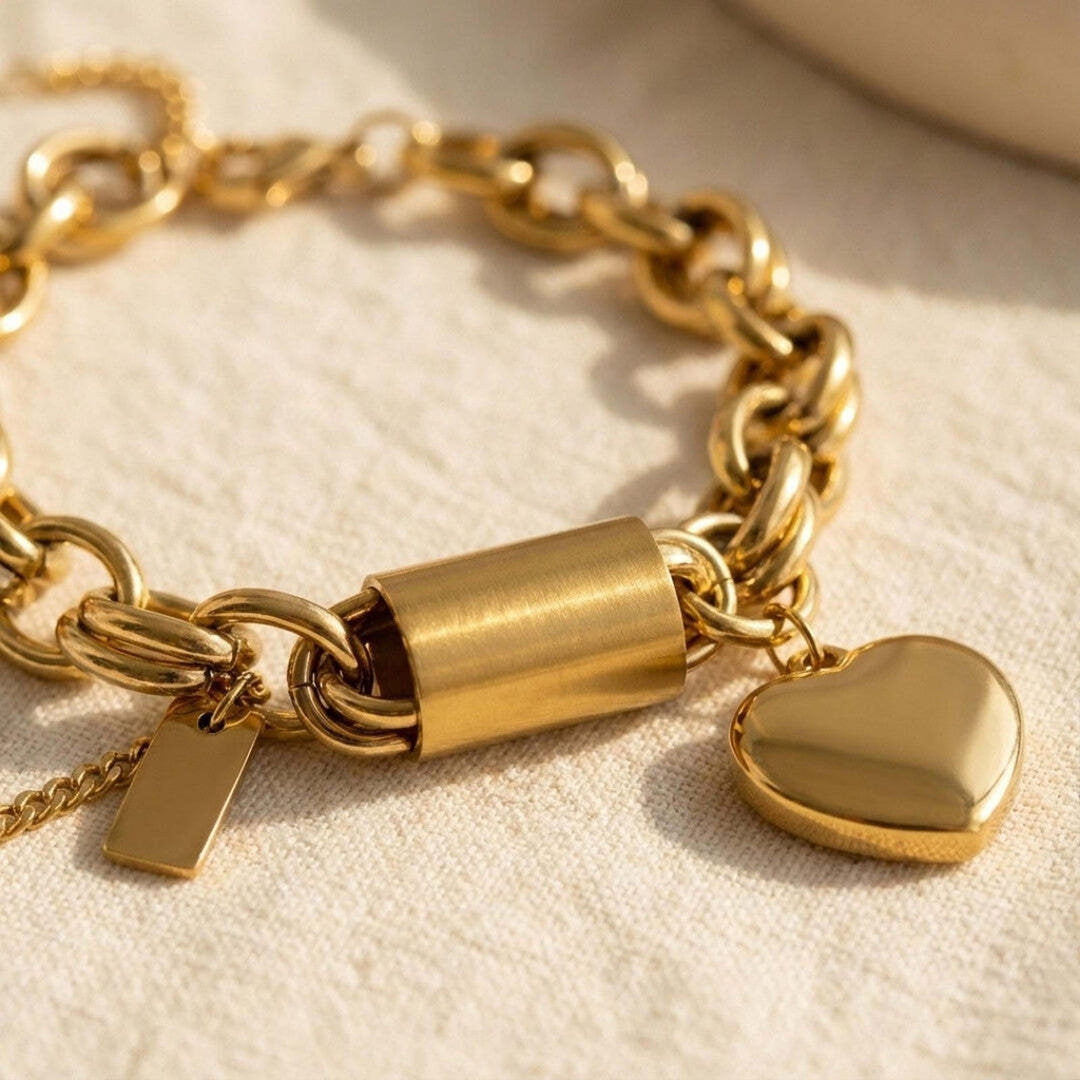 Golden Heart Chain Bracelet