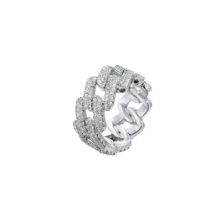 Sophisticated Zirconia-Embedded Gold and Silver Ring