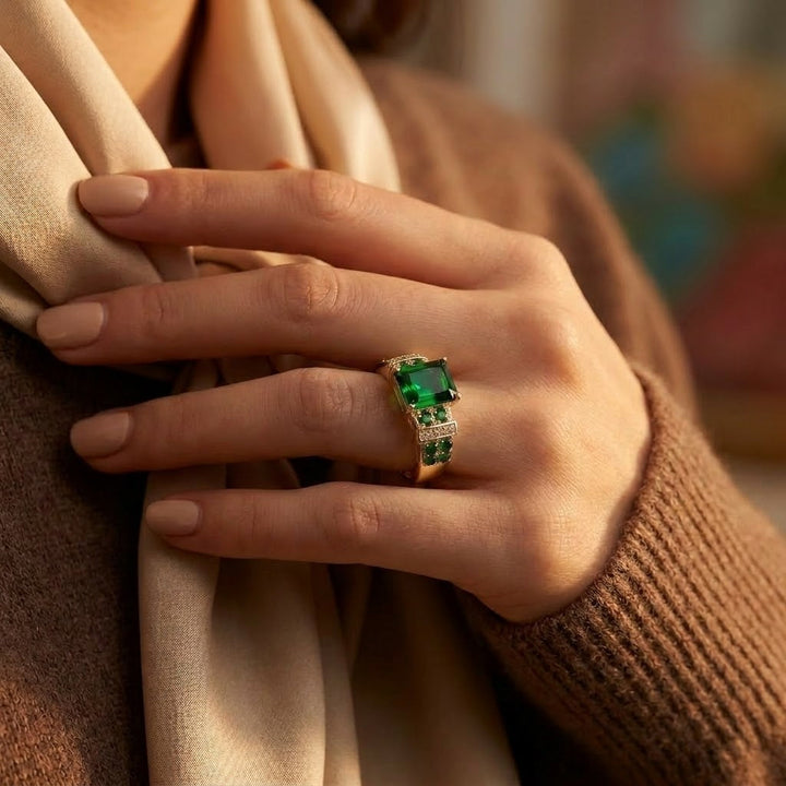 Emerald and Gold Multi-Stone Ring