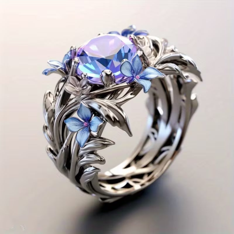 Retro Lavender Bloom Ring