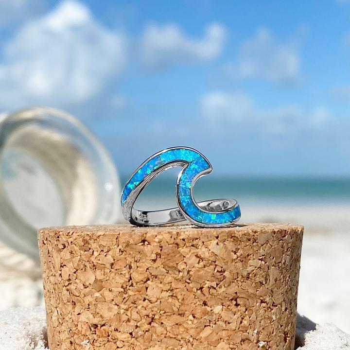 Ocean Wave Ring in Opal and Sterling Silver
