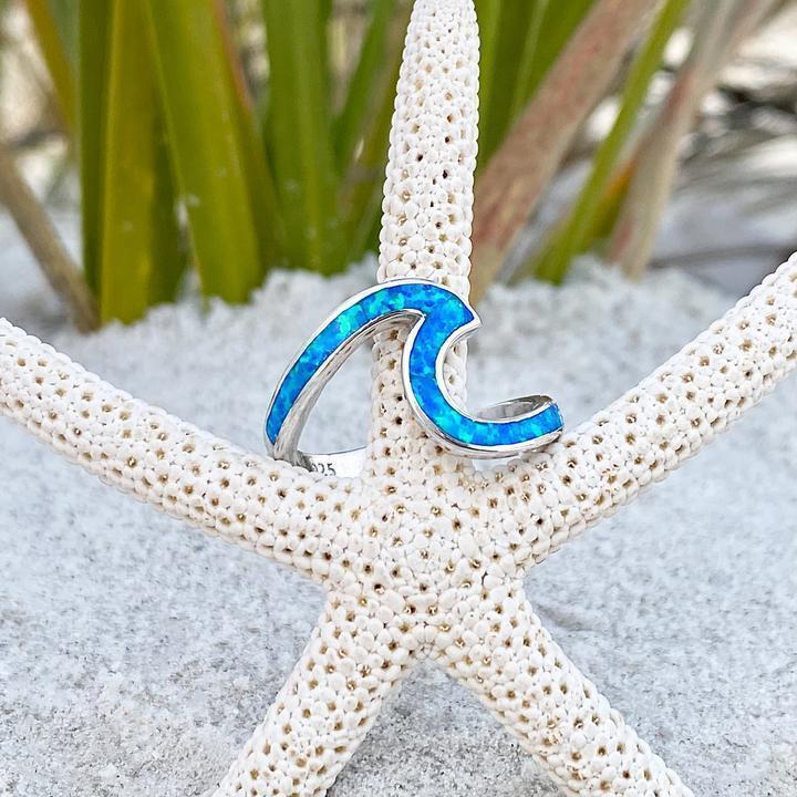 Ocean Wave Ring in Opal and Sterling Silver