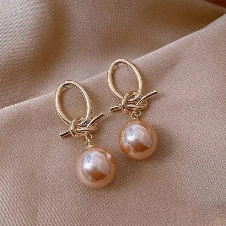 Chic Pink Pearl Dangle Earrings