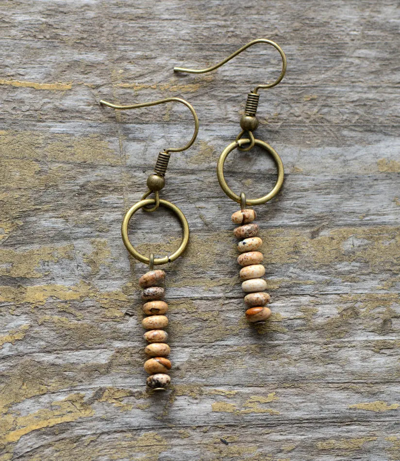 Genuine Jasper Gemstone Earrings