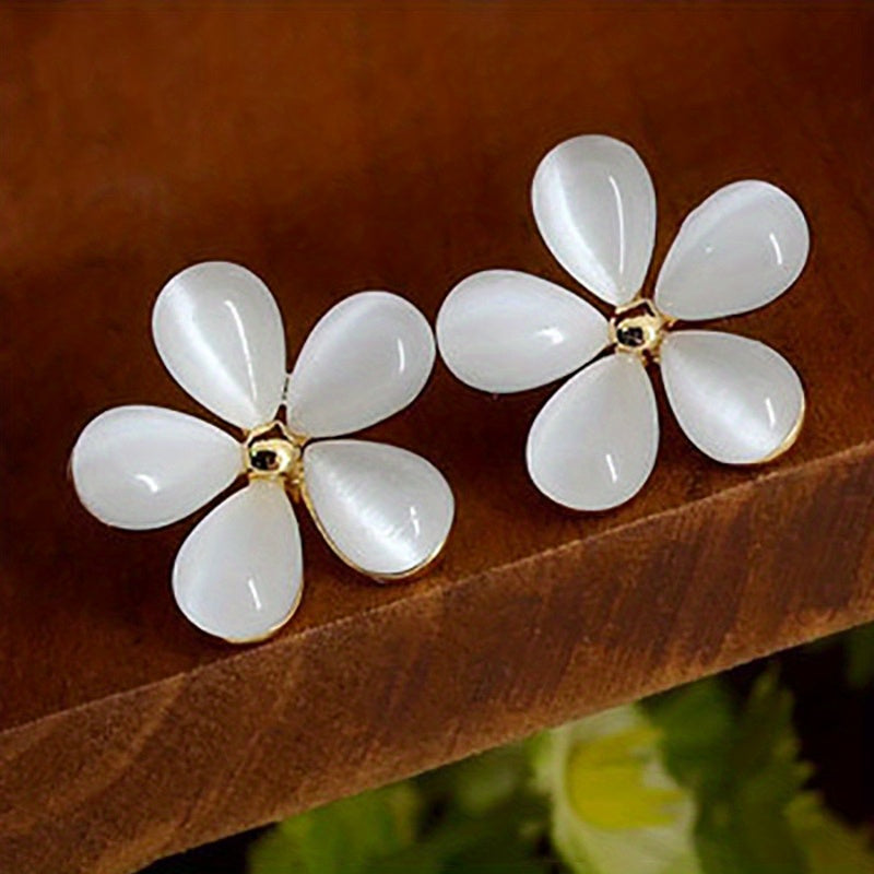 Elegant Floral Moonstone Earrings
