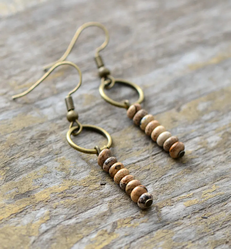 Genuine Jasper Gemstone Earrings