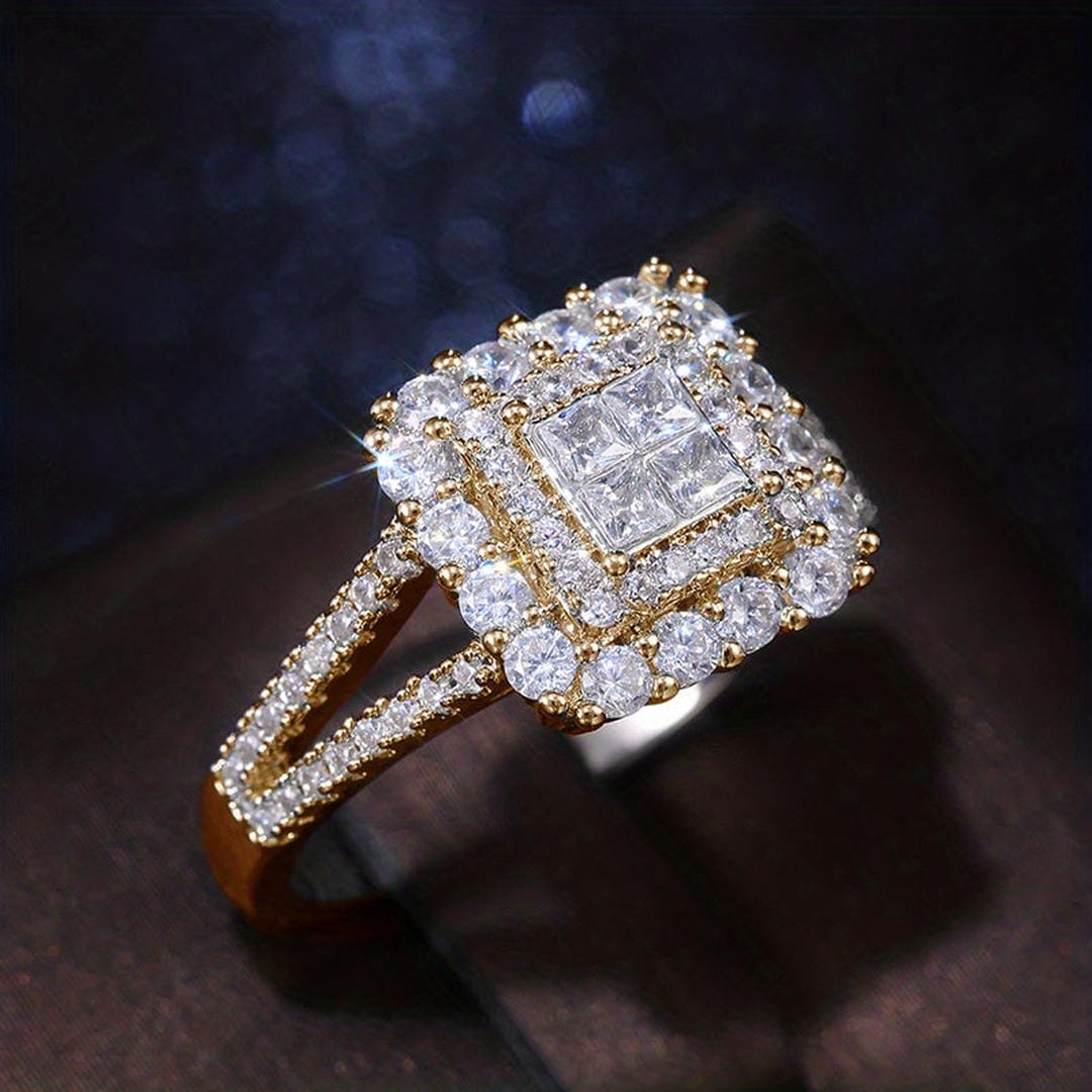 Square Cut Zirconia Bridal Ring