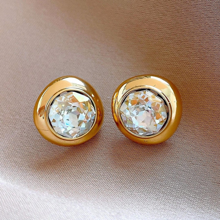 Classic Gold Round Zirconia Earrings