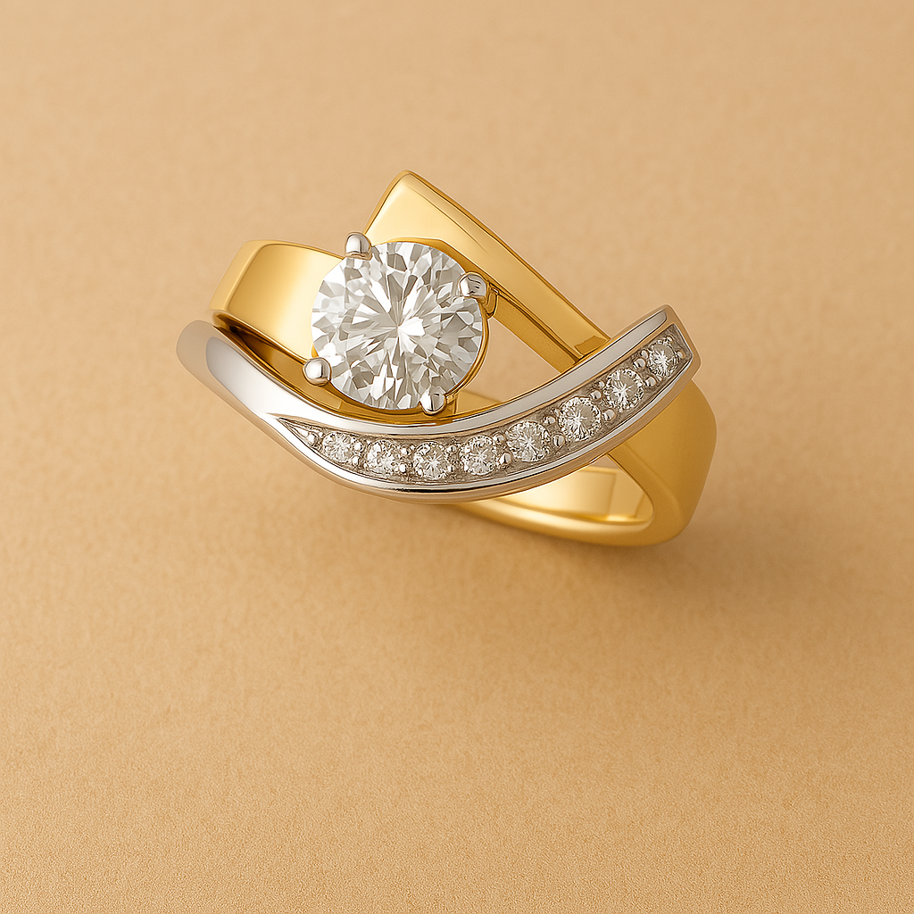Luminous Asymmetrical Gold and Silver Band