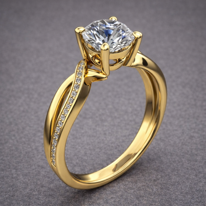 Elegant Gold Solitaire Band