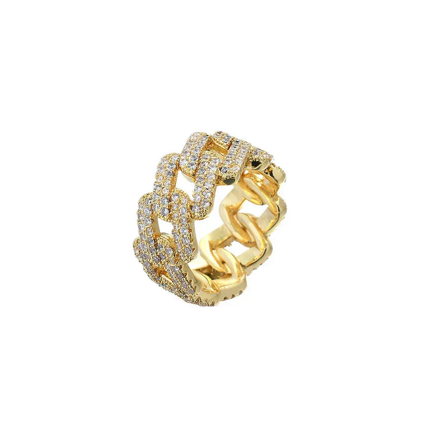 Elegant Gold and Silver Ring with Zirconia Inlays