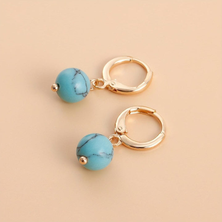 Retro Turquoise and Gold Drop Earrings