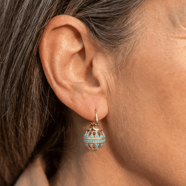 Turquoise Filigree Globe Dangle Earrings
