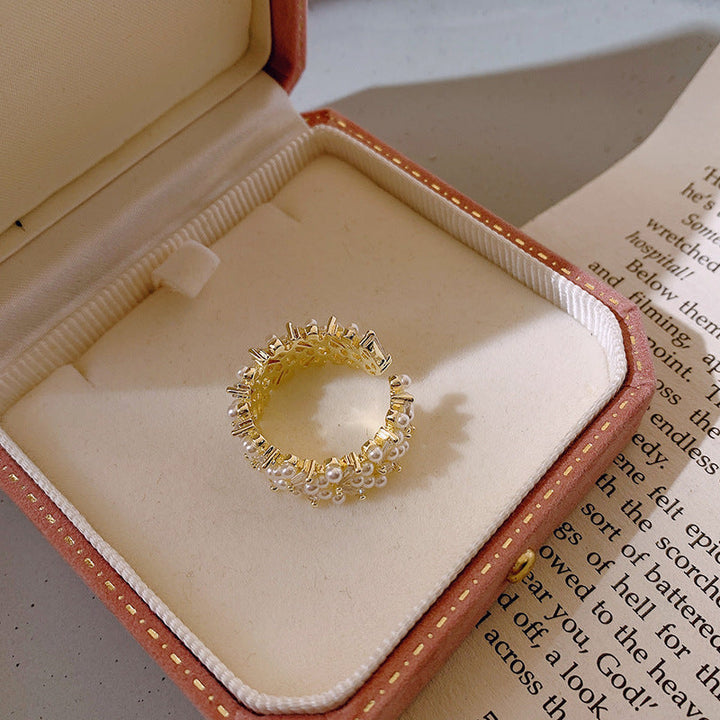 Opulent Gold Pearl Ring