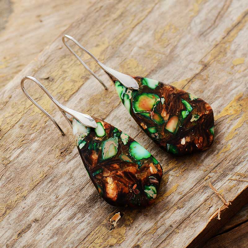 Geometric Jasper Drop Earrings