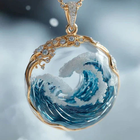 Sophisticated Ocean Wave Gold Necklace