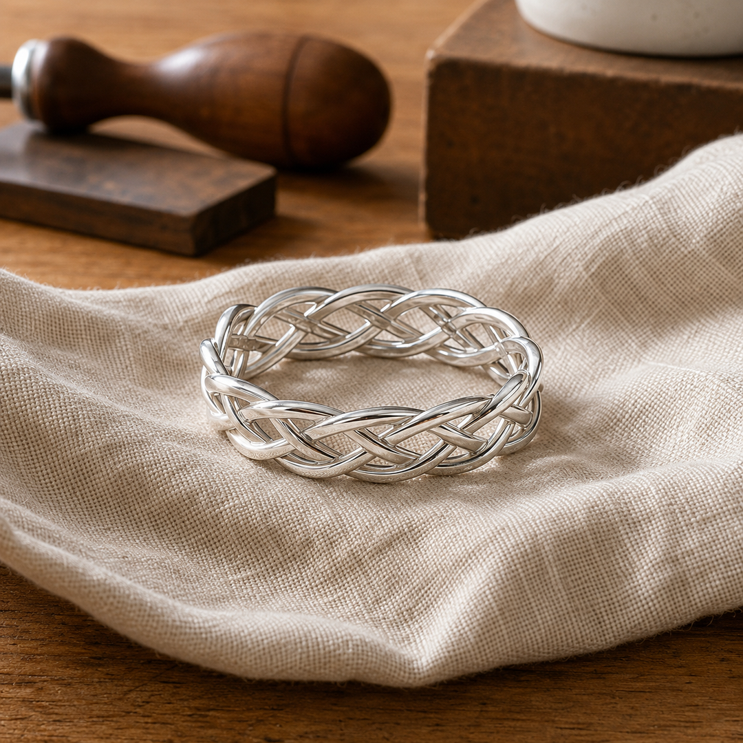 Spiral Silver Braided Ring