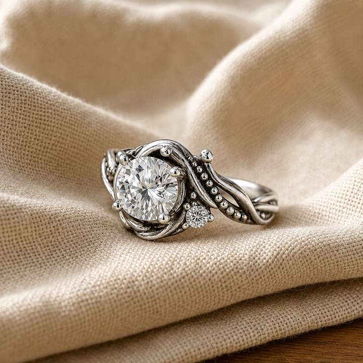Sophisticated Silver Branch Zirconia Ring