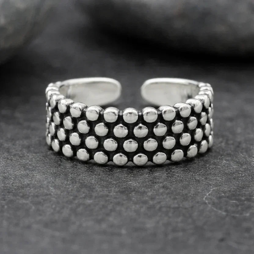 Retro Polka Dot Sterling Silver Ring