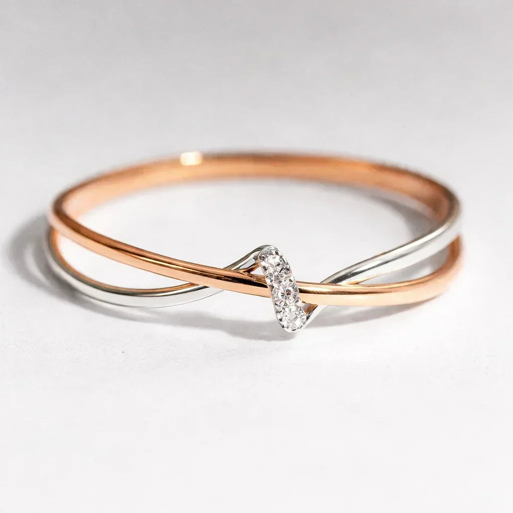 Retro Gold and Silver Twisted Band Ring